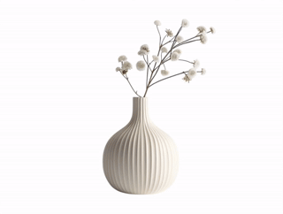 Selone Modern Nordic Ribbed Ceramic Vase - Minimalist Matte Decorative Flower Vase for Living Room Mantel, Pampas Grass, and Home Decor