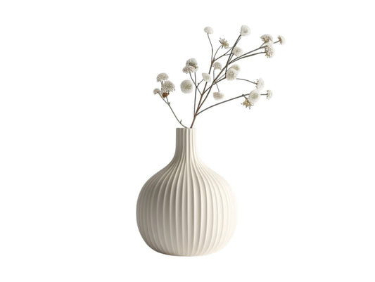 Selone Modern Nordic Ribbed Ceramic Vase - Minimalist Matte Decorative Flower Vase for Living Room Mantel, Pampas Grass, and Home Decor